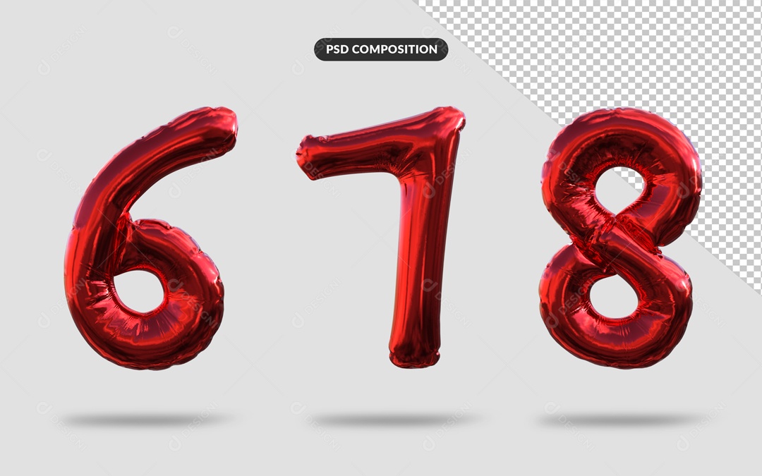 Números Vermelhos 6 7 8 Balões