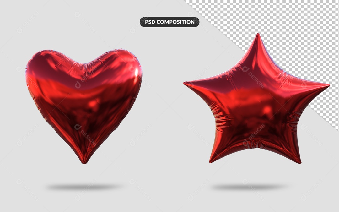 Balão Coração Estrela Vermelhos