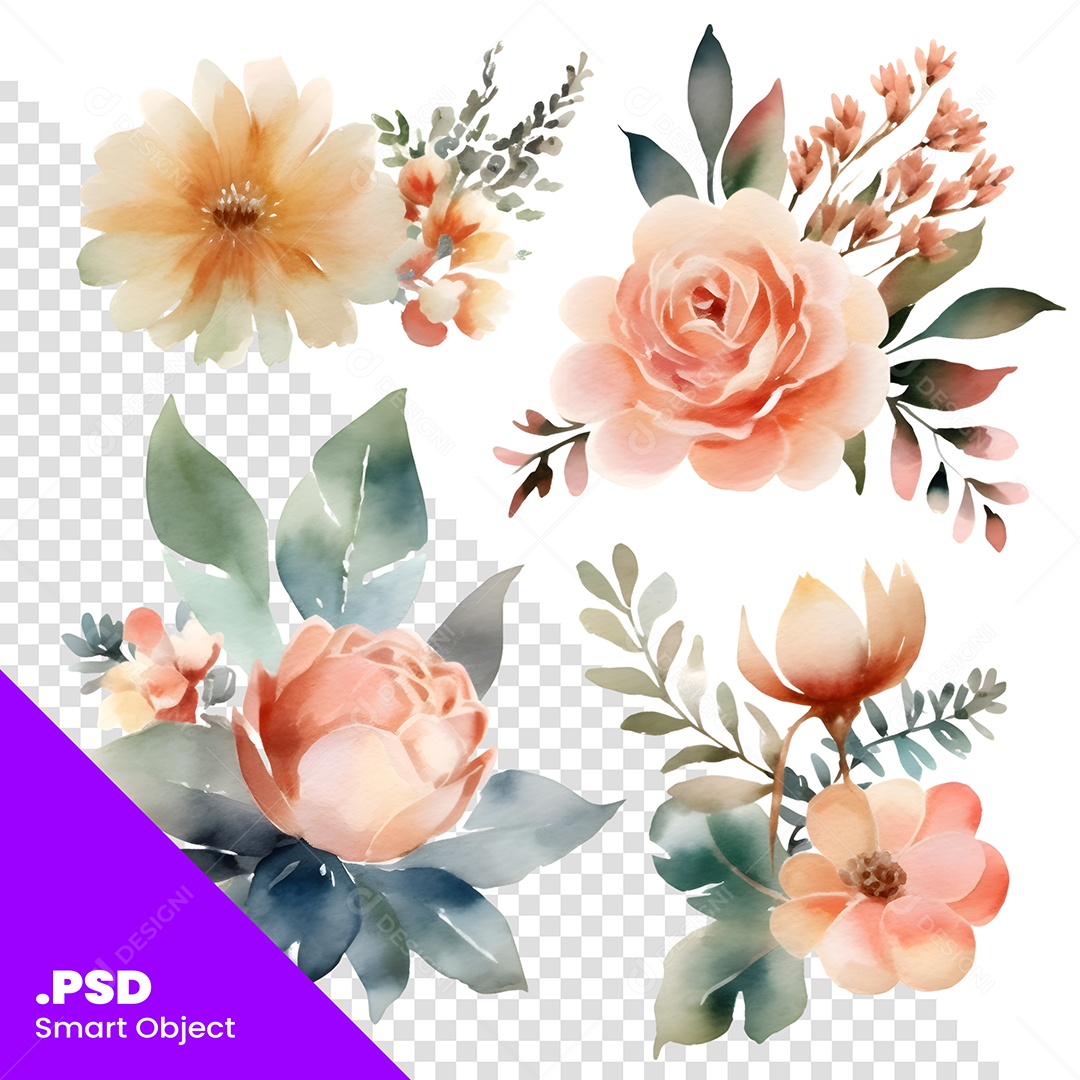 Flores Coloridas Modelos PSD