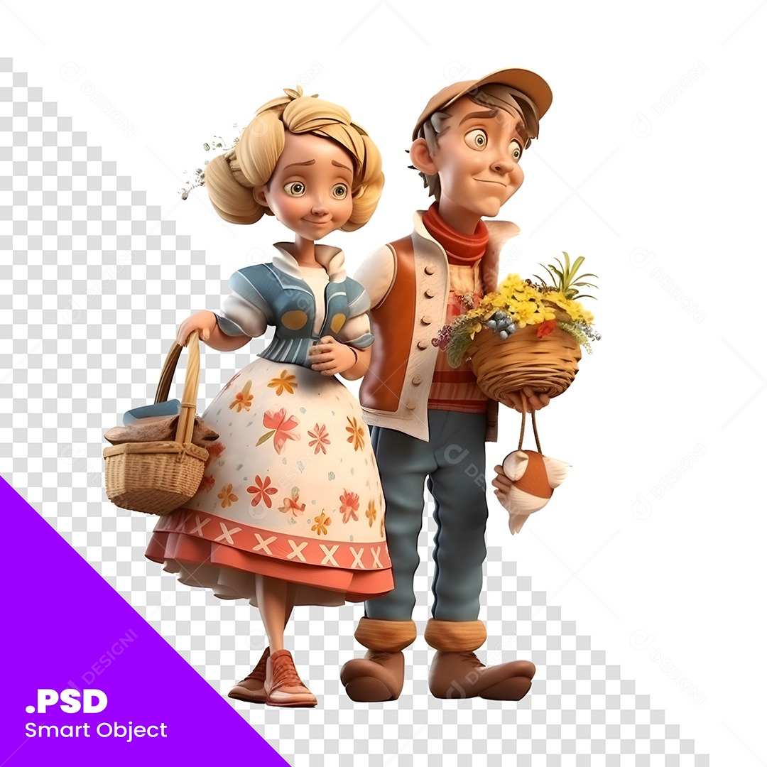 Personagem 3D Casal De Idosos Para Composição PSD