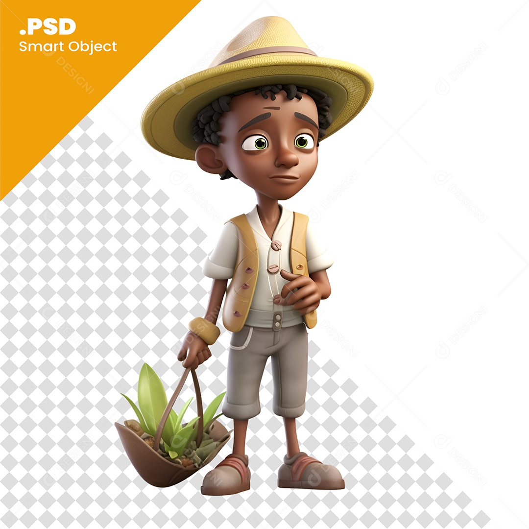 Agricultor Personagem 3D Para Composição PSD