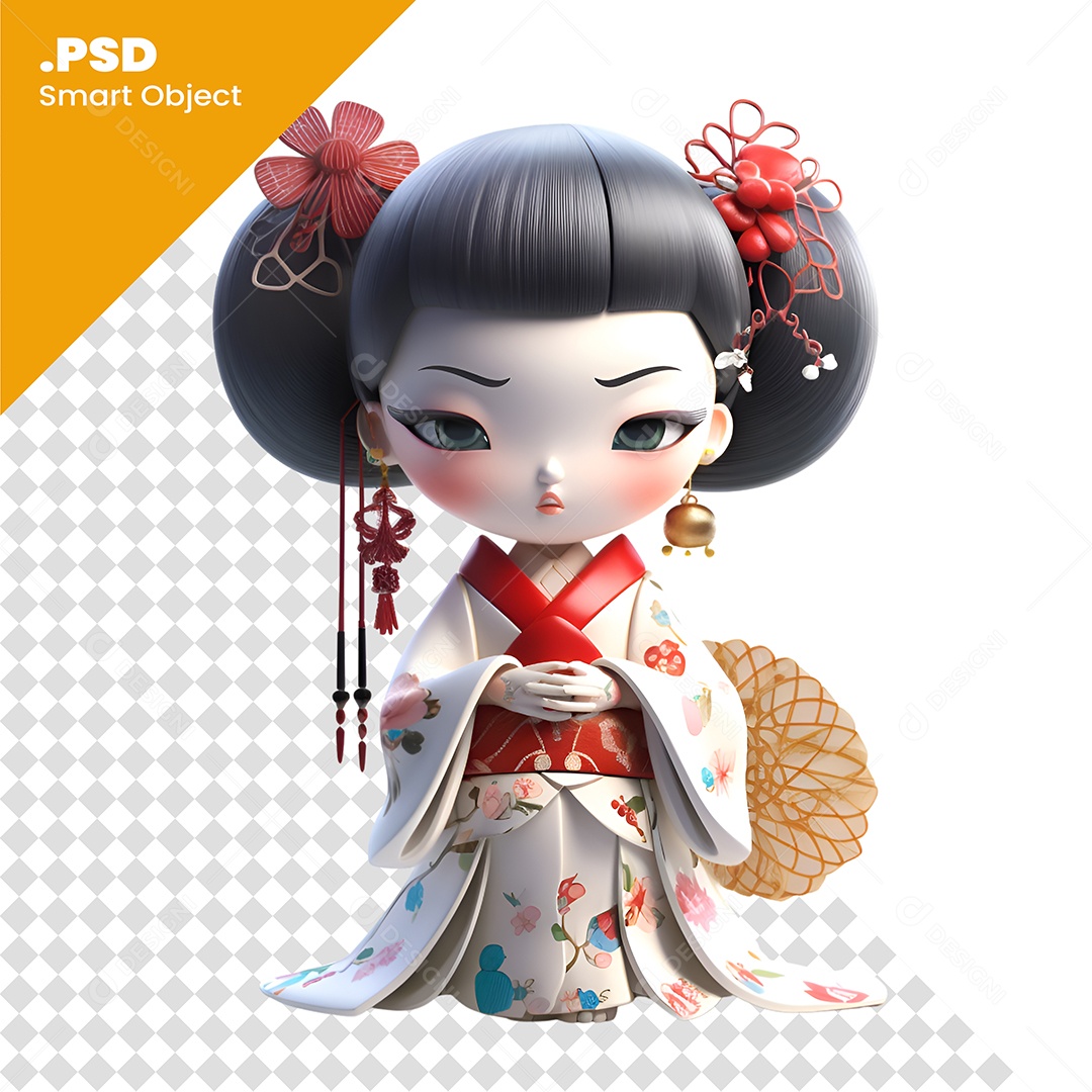 Chinesa Personagem 3D Para Composição PSD