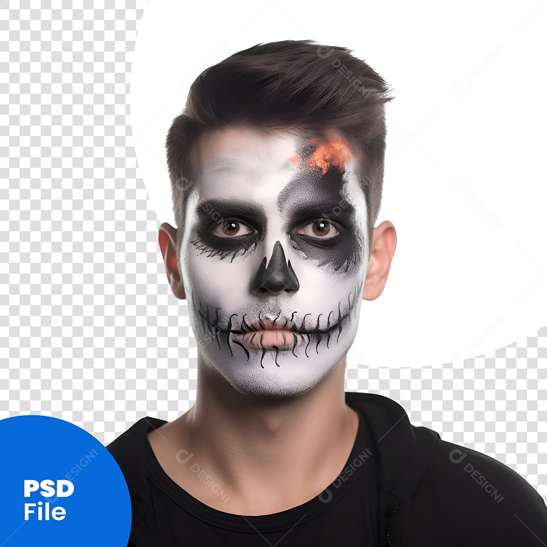 Homem Com Pintura Na Cara De Caveira PSD