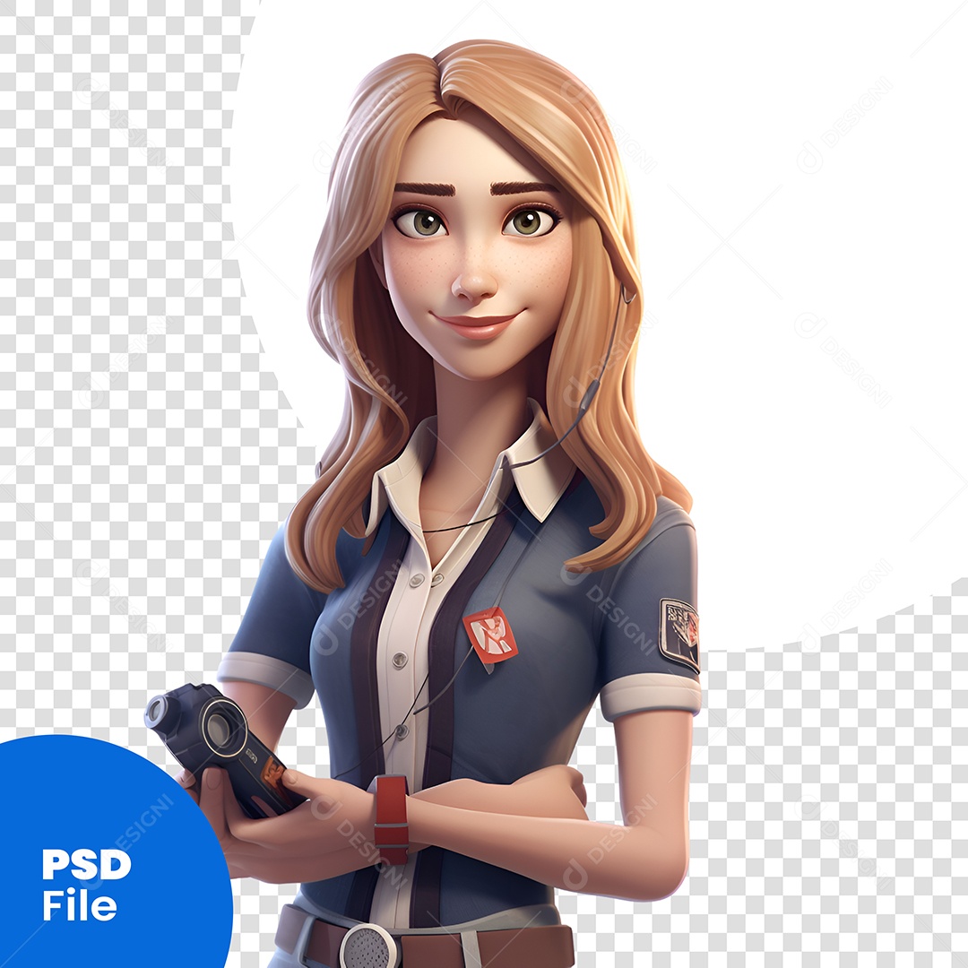 Mulher Personagem 3D Para Composição PSD