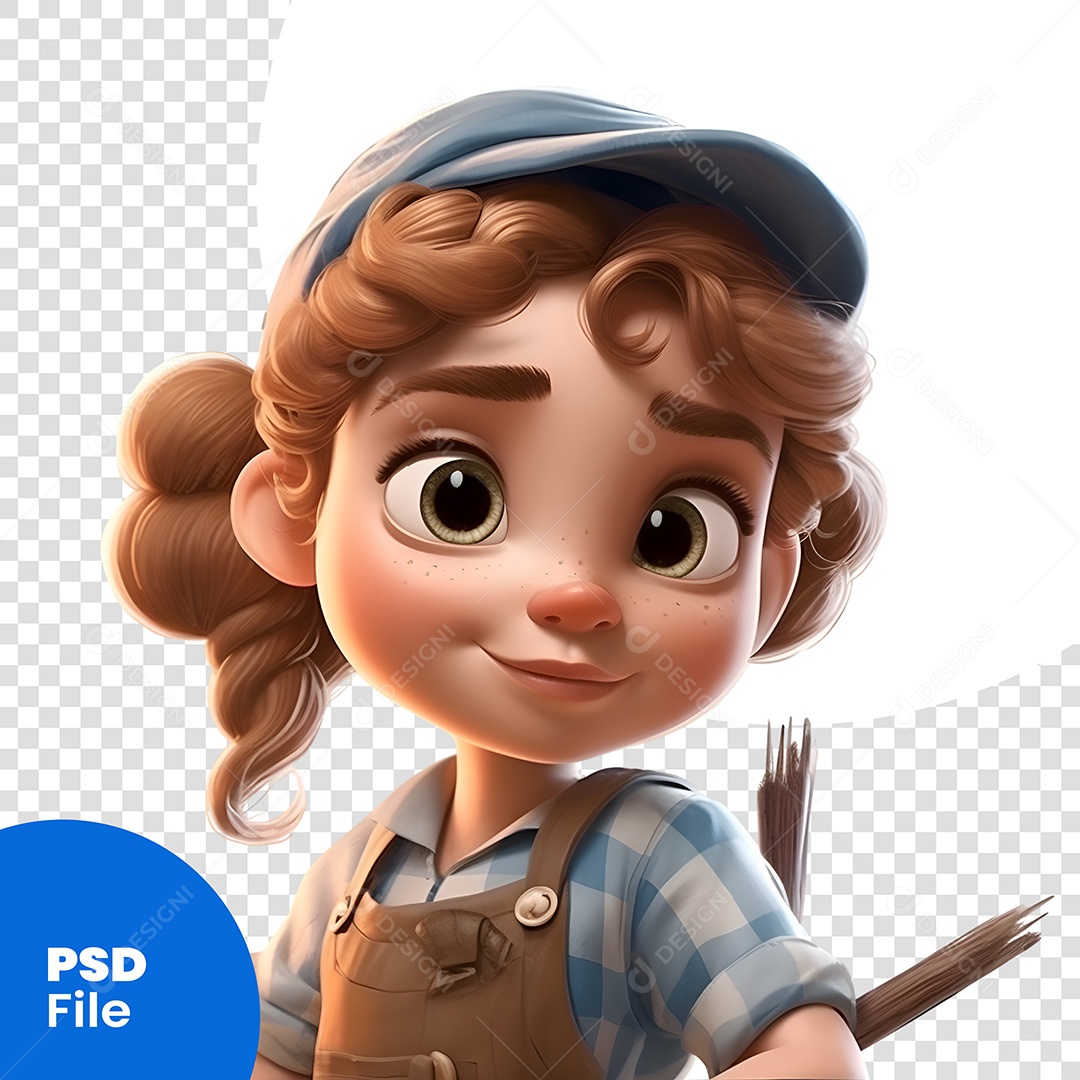 fazendeira Personagem 3D Para Composição PSD