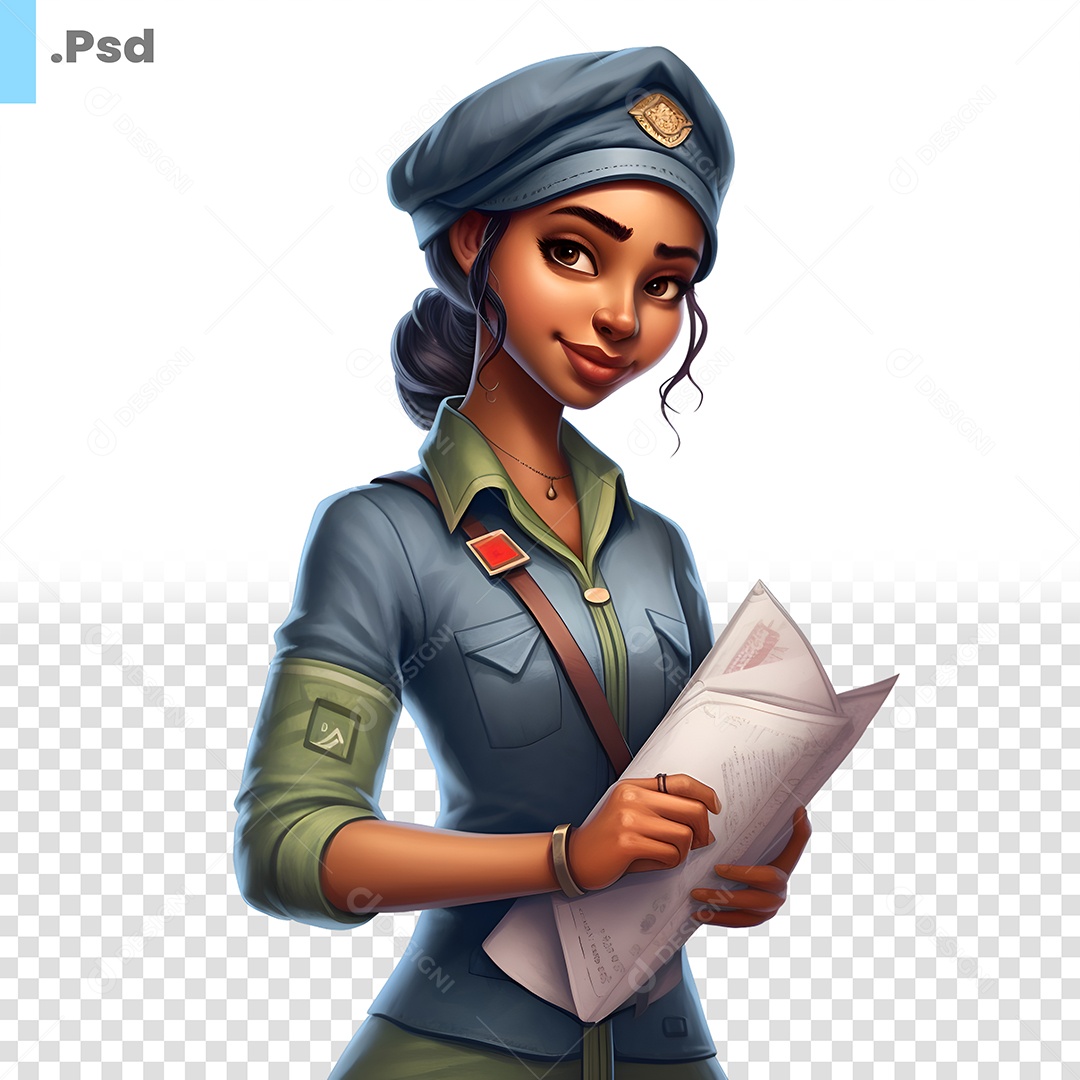 Mulher Com Papel Na Mão Personagem 3D Para Composição PSD