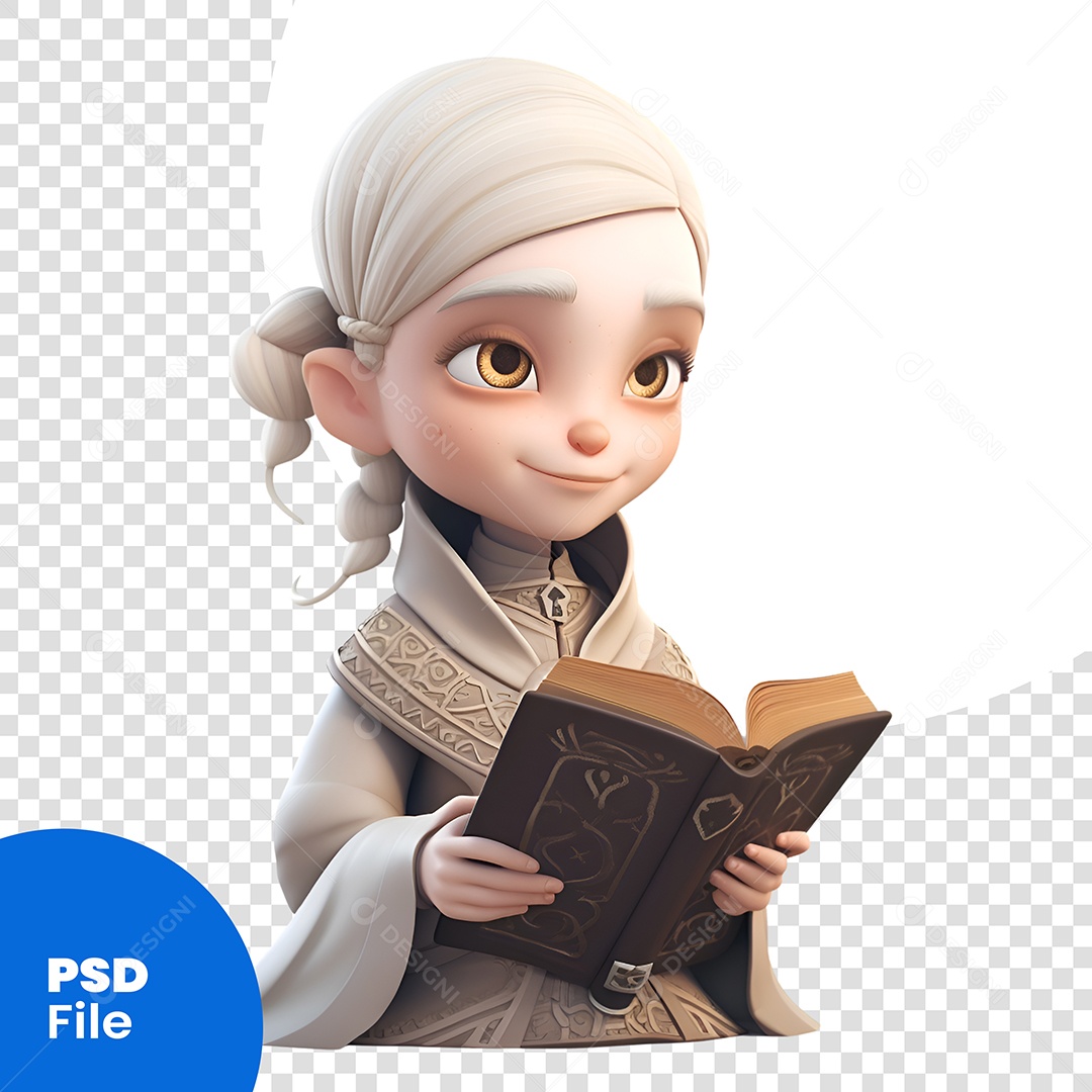 Mulher Lendo Livro  Personagem 3D Para Composição PSD