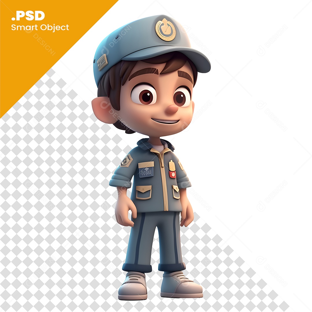 Patrulha Personagem 3D Para Composição PSD