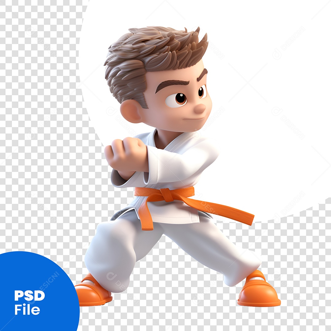Lutador De Karatê Personagem 3D Para Composição PSD