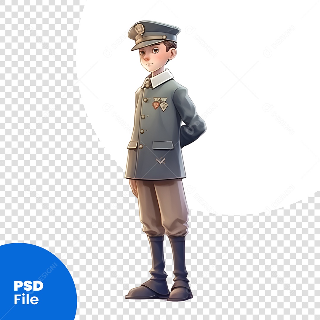 Policial Personagem 3D Para Composição PSD
