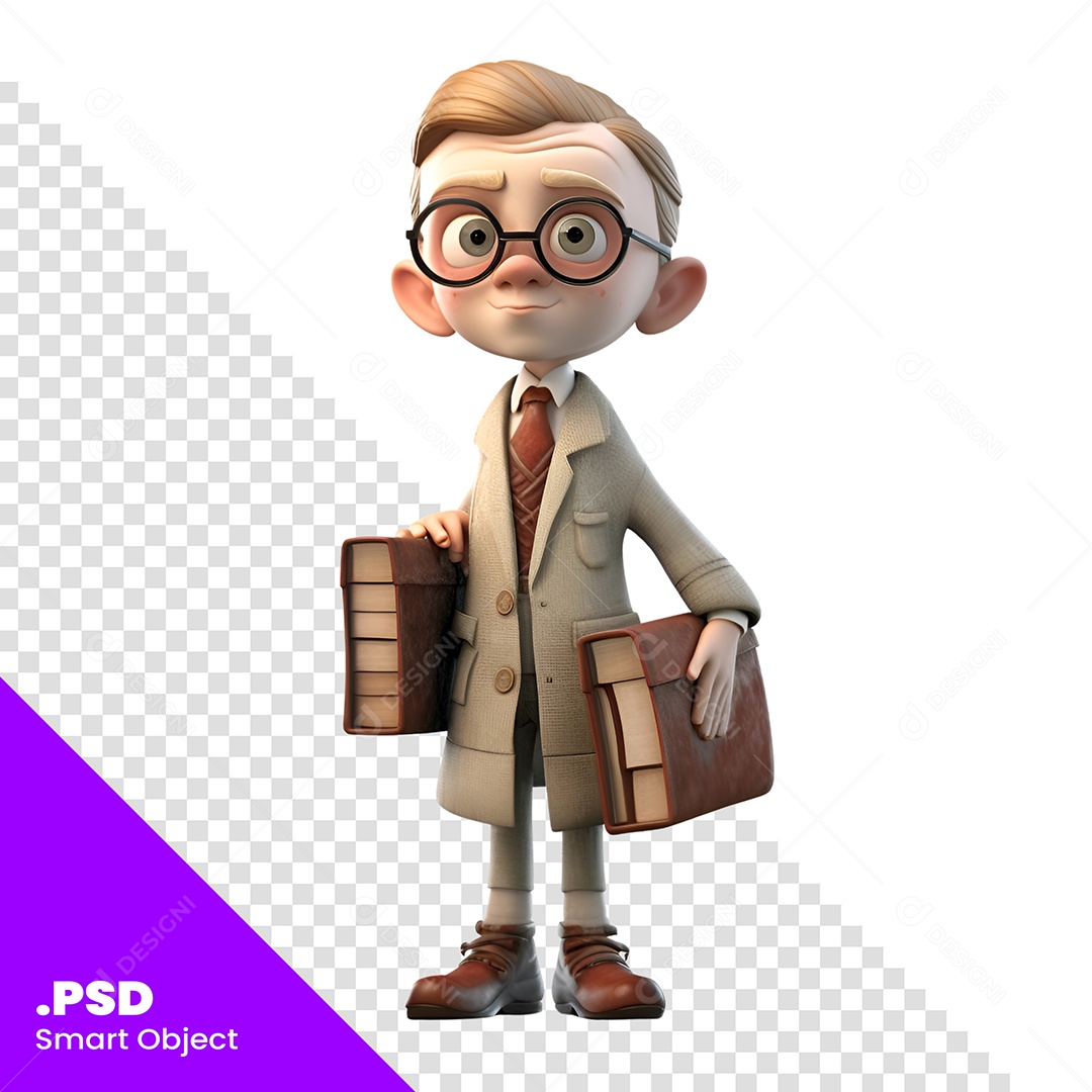 Homem Segurando Personagem 3D Para Composição PSD