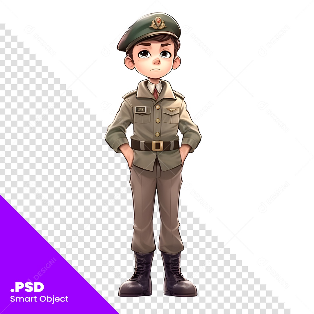 Policial Personagem 3D Para Composição PSD
