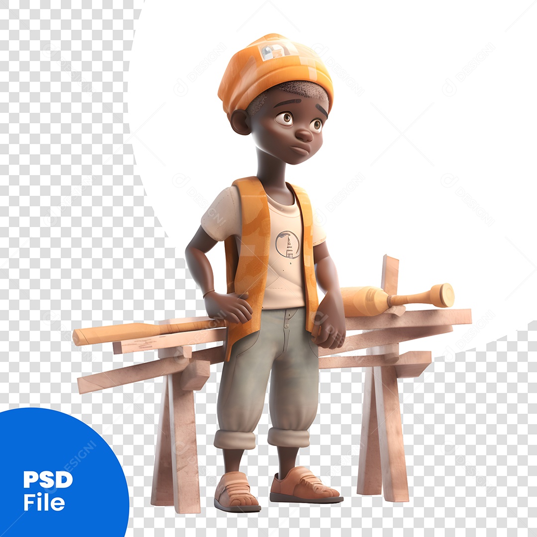 Carpinteiro Personagem 3D Para Composição PSD