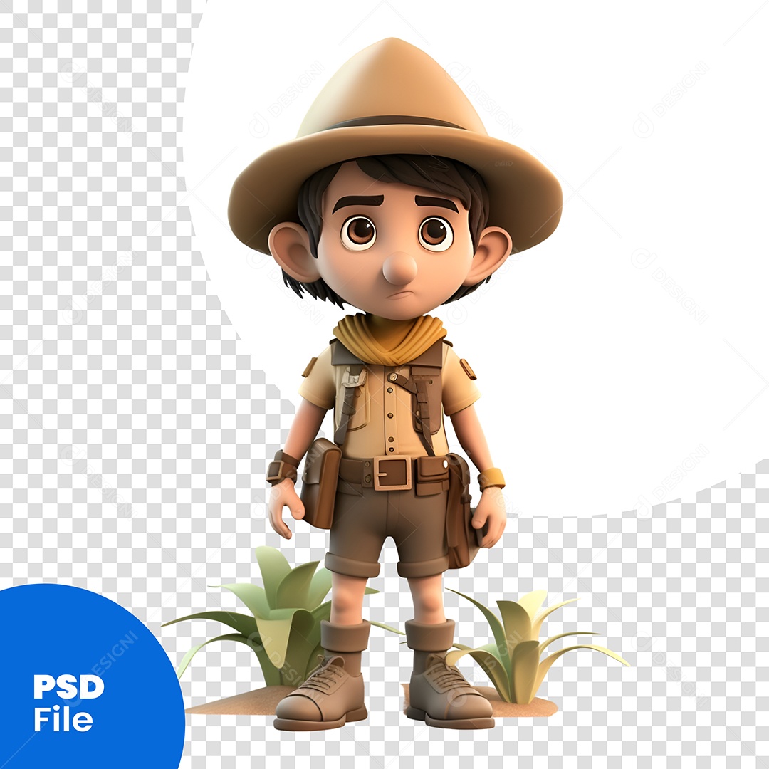 Guarda Florestal Personagem 3D Para Composição PSD
