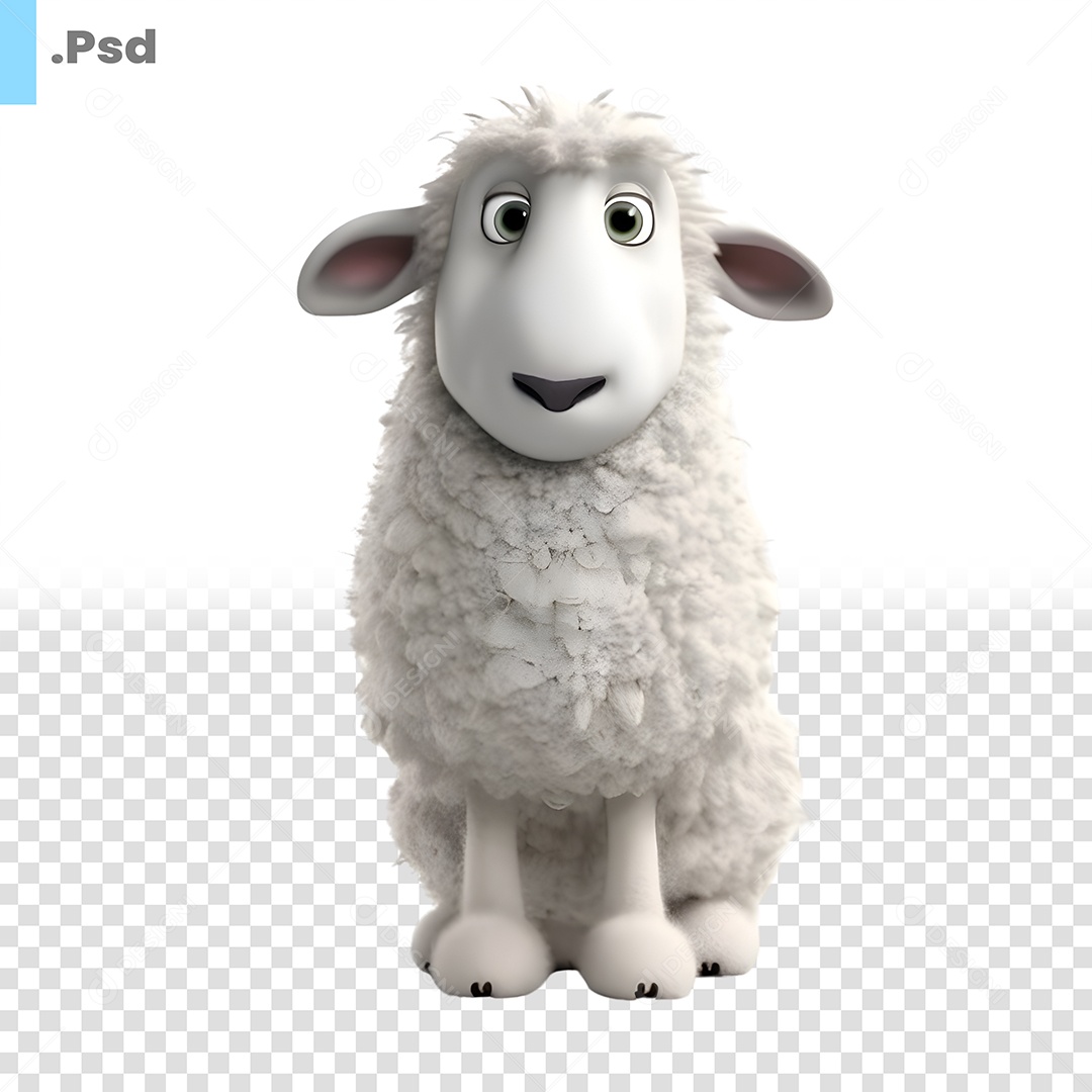 Ovelha Personagem 3D Para Composição PSD