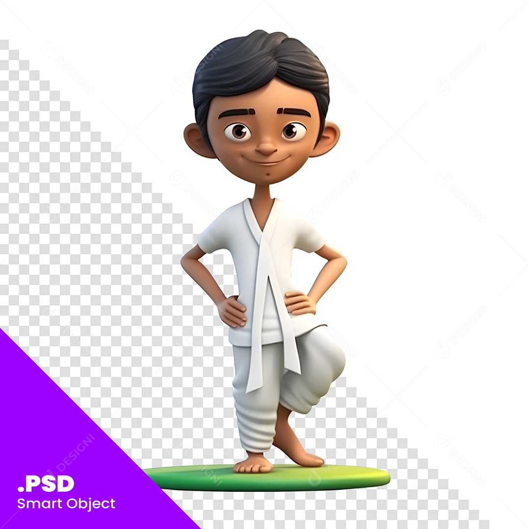 lutador De Capoeira Personagem 3D Para Composição PSD
