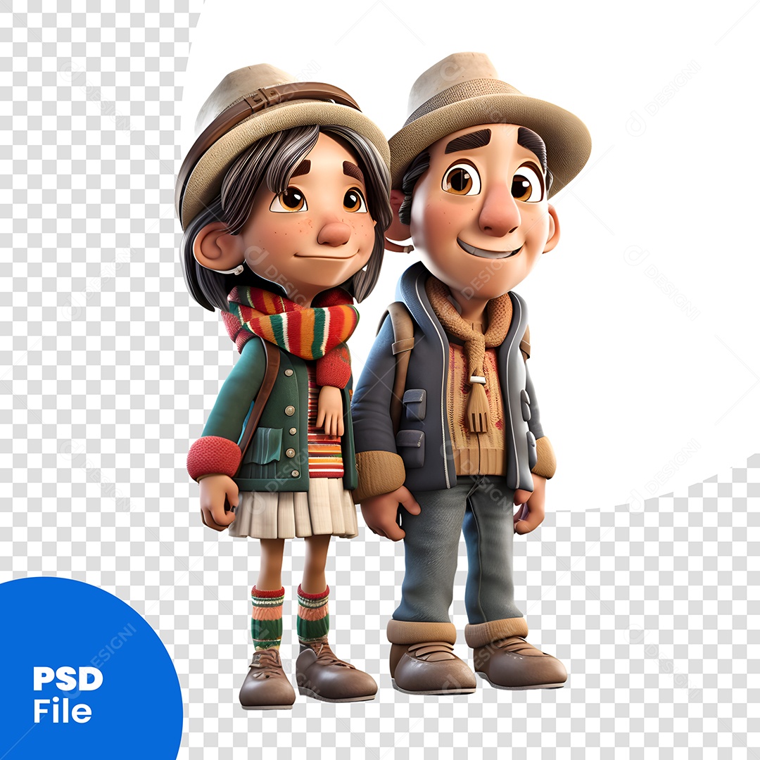 Casal Personagem 3D Para Composição PSD