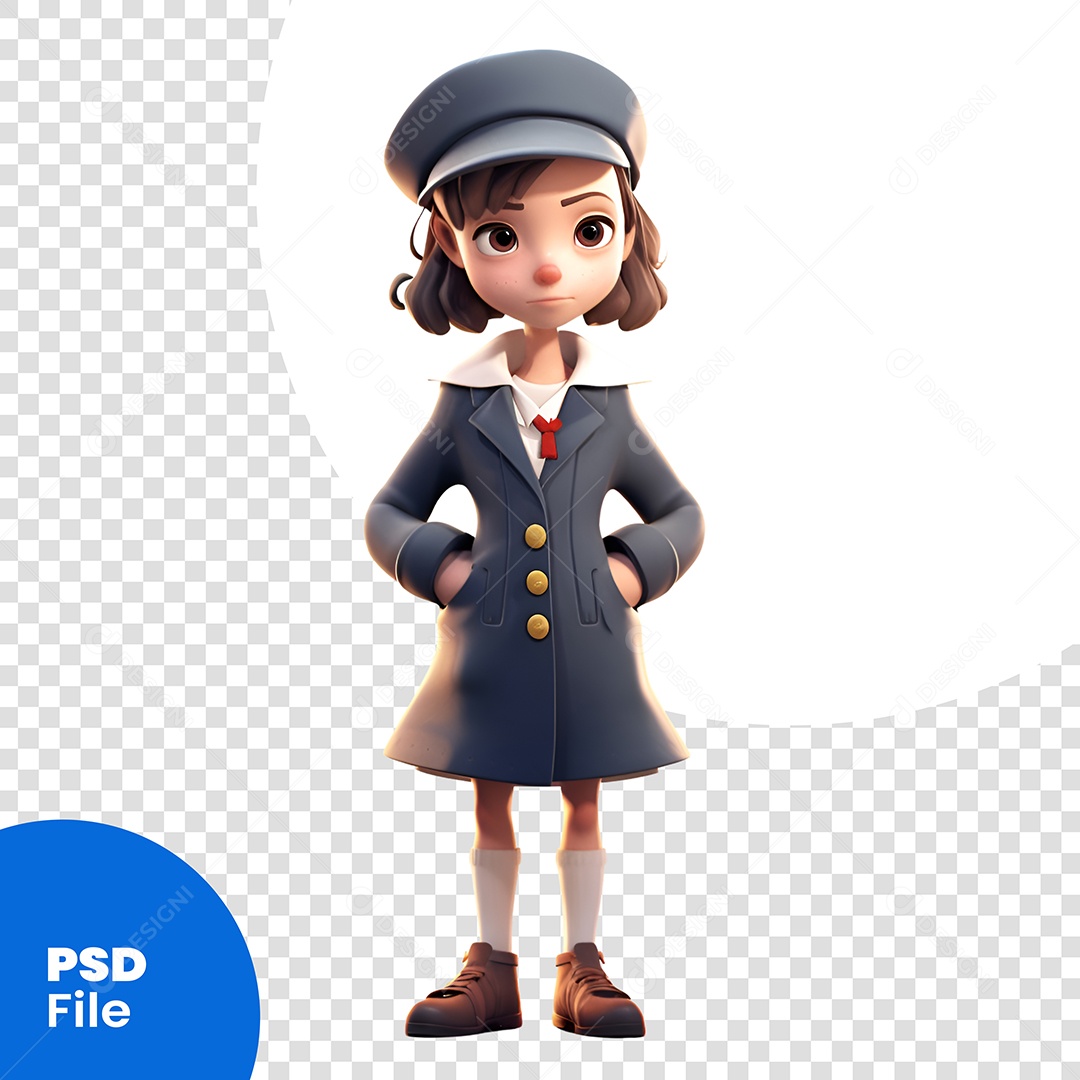 Mulher Aeromoça Personagem 3D Para Composição PSD