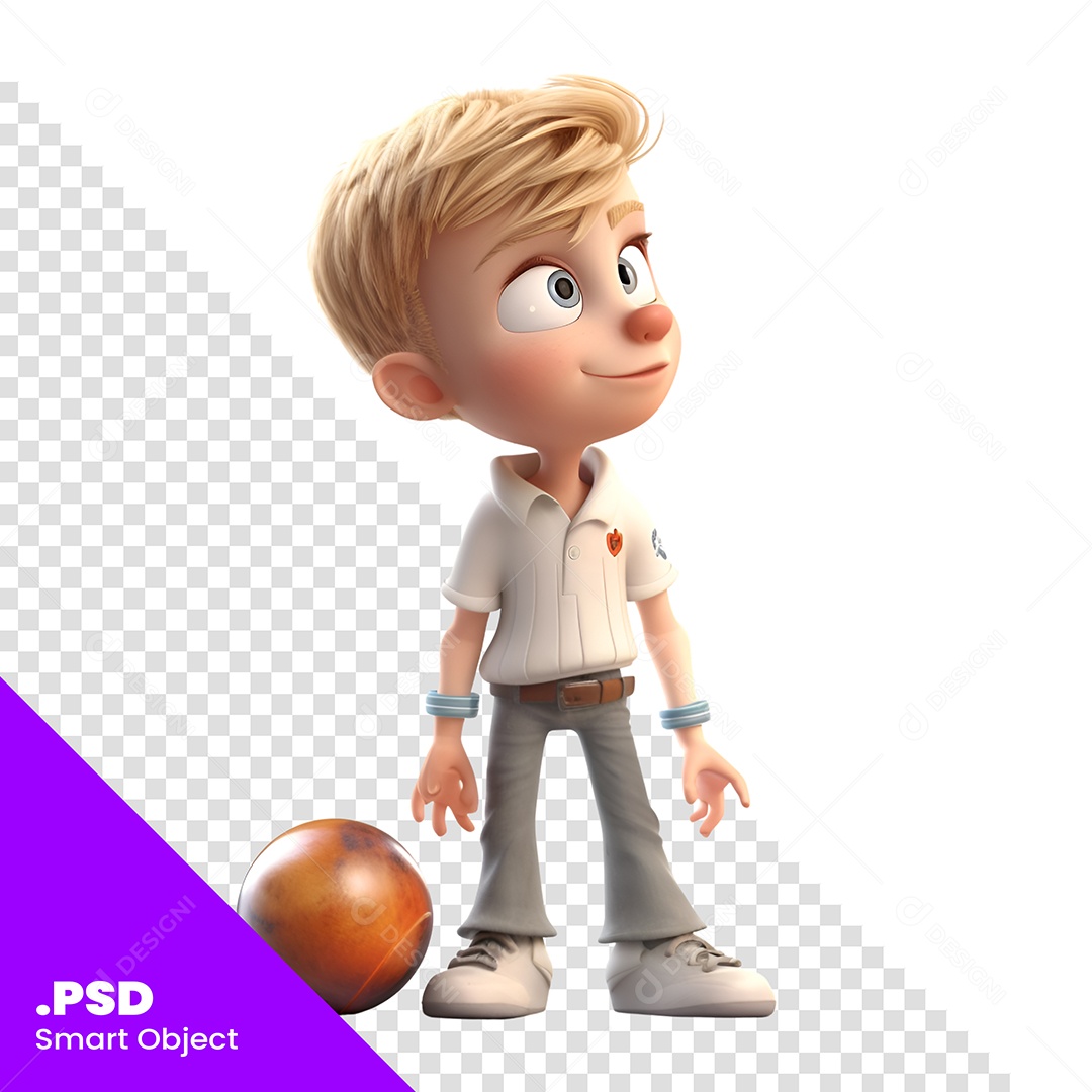 Menino Loiro Personagem 3D Para Composição PSD