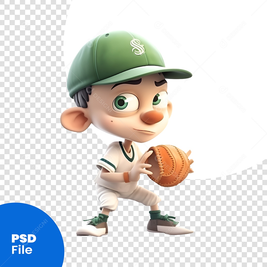 Jogador De Basebol  Personagem 3D Para Composição PSD