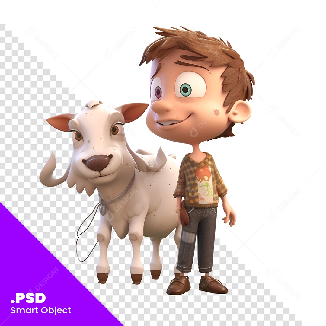 Mulher Com Uma Vaca Personagem 3D Para Composição PSD
