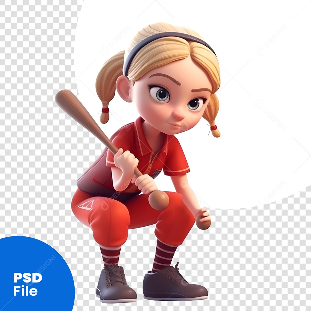 Mulher Segurando Bastão Personagem 3D Para Composição PSD