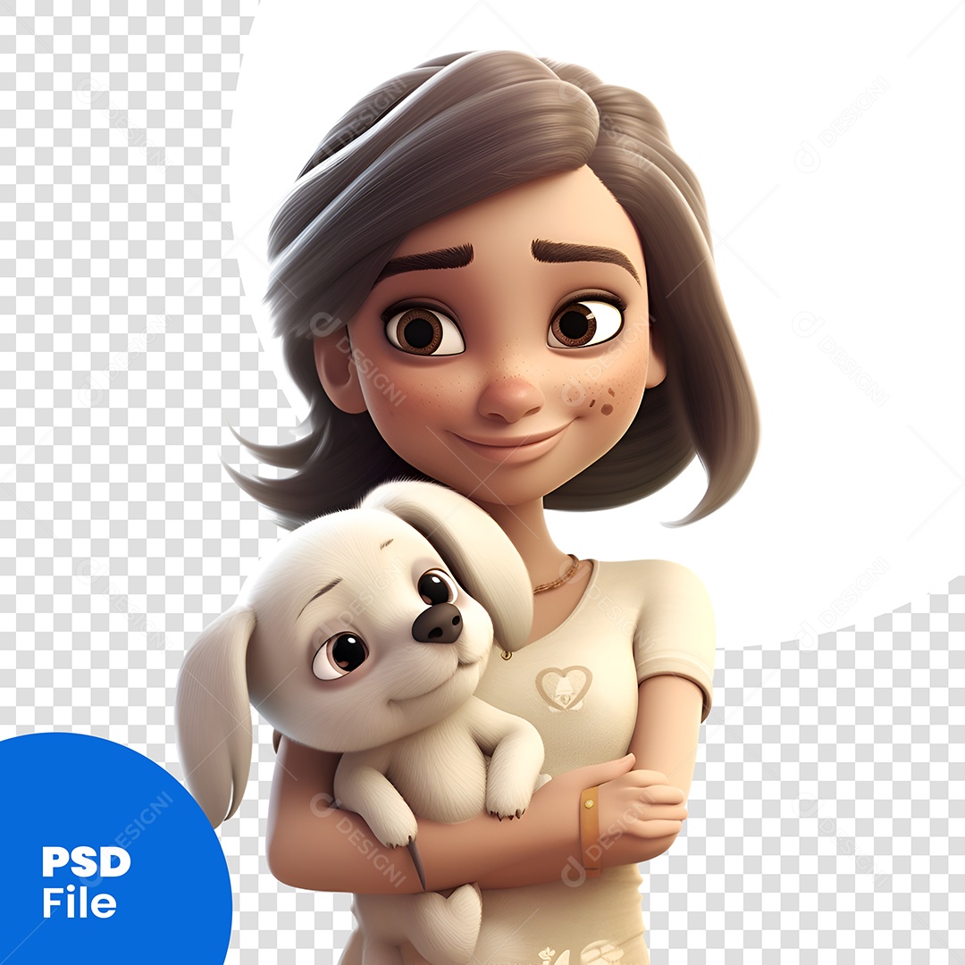 mulher Segurando Um Cachorro Personagem 3D Para Composição PSD