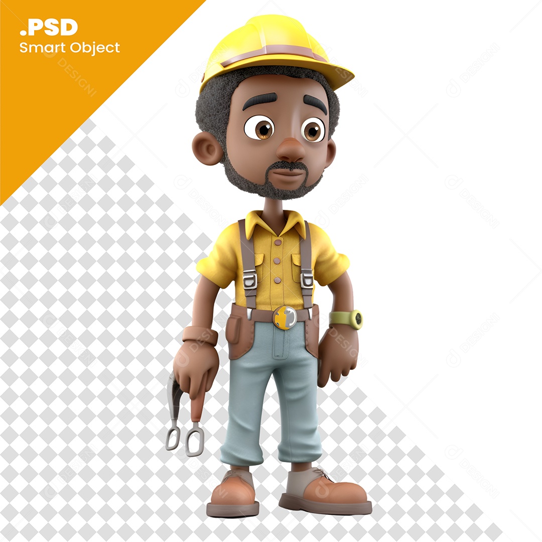 Trabalhador Personagem 3D Para Composição PSD