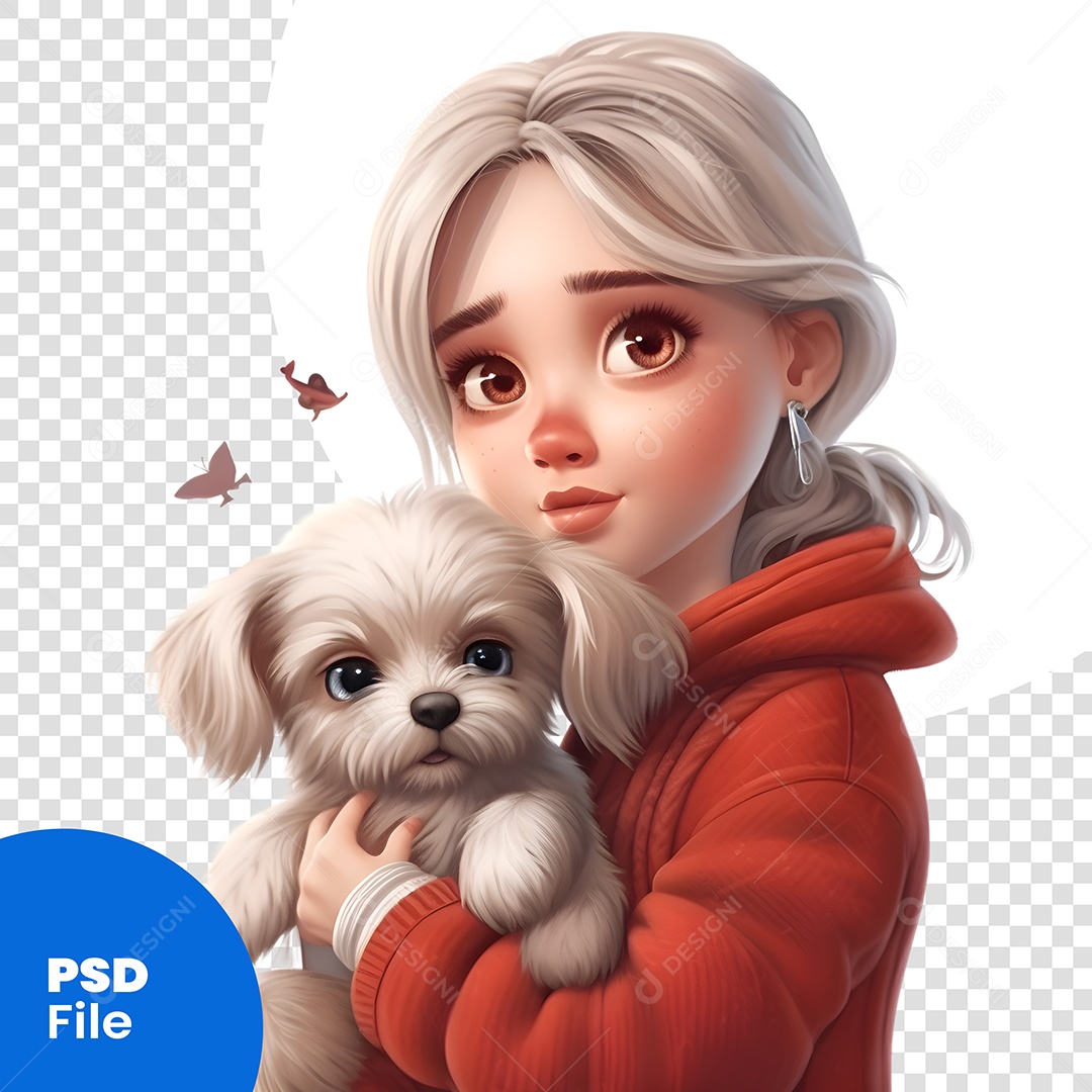 Mulher Segurando Um Cachorro Personagem 3D Para Composição PSD