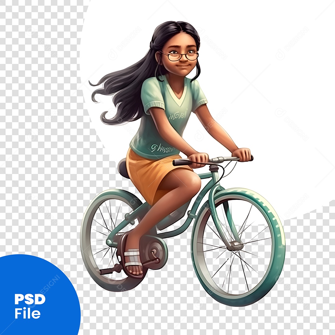 Mulher Andando De Bicicleta Personagem 3D Para Composição PSD