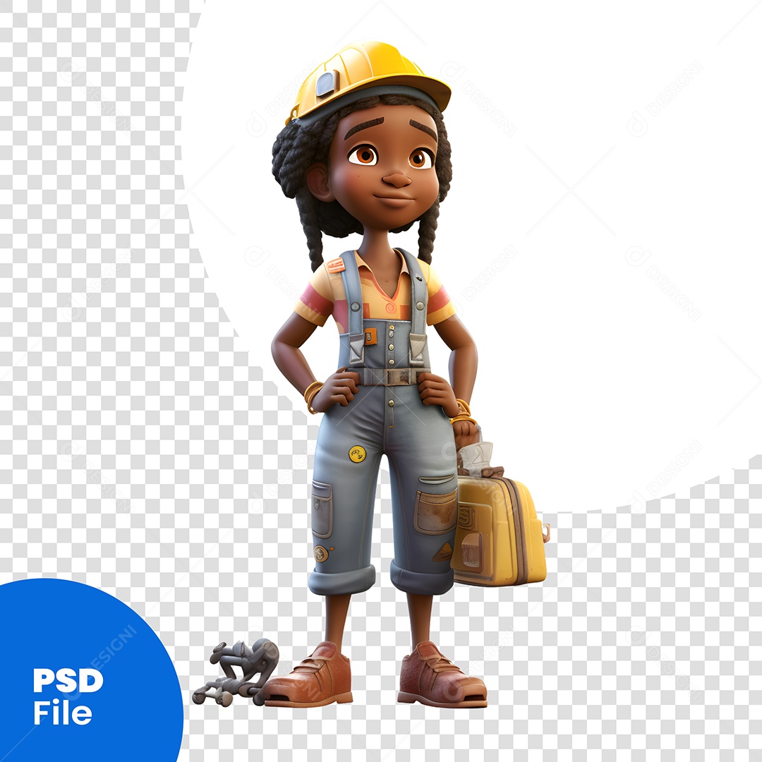 Mulher Trabalhadora  Personagem 3D Para Composição PSD