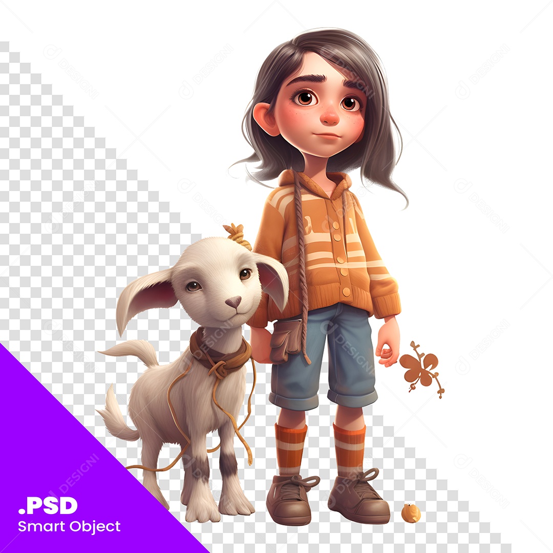 Mulher Passeando Com Cachorro Personagem 3D Para Composição PSD