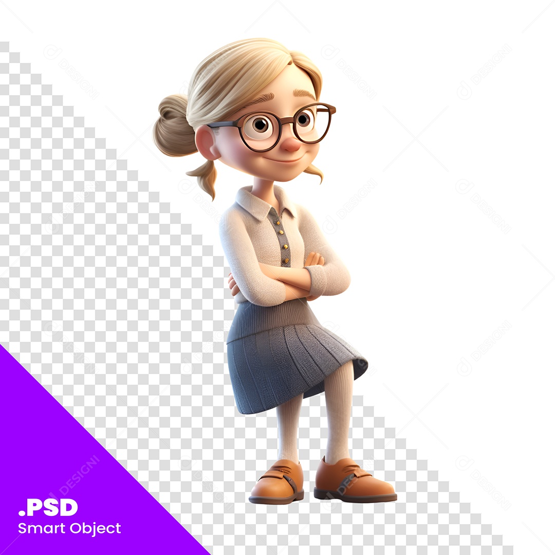 Professora Personagem 3D Para Composição PSD