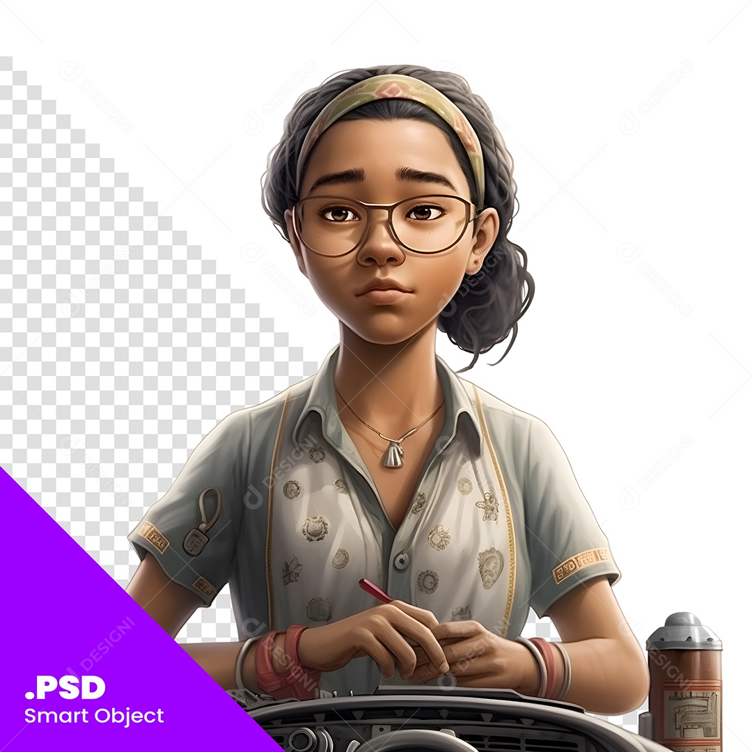 Mulher Mecânica Personagem 3D Para Composição PSD