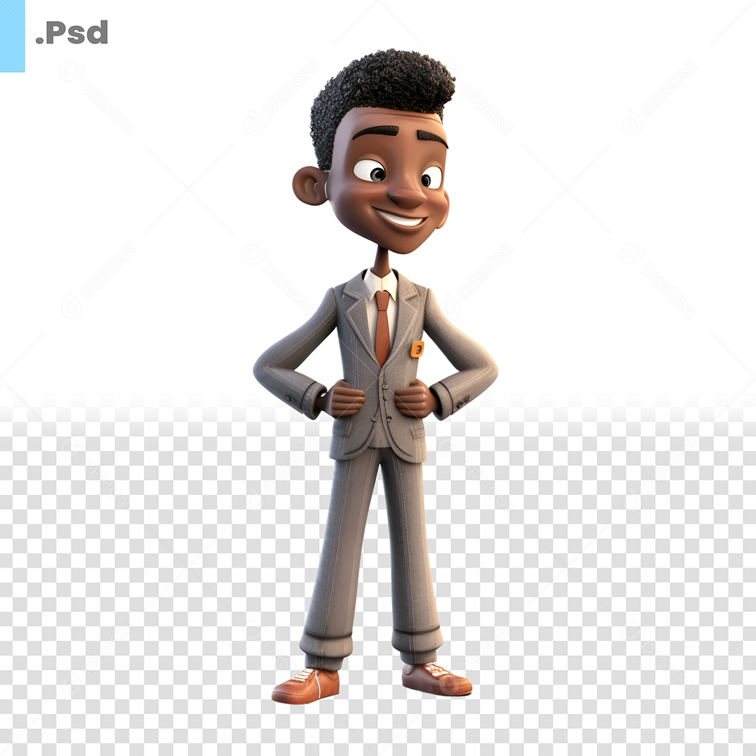 Homem De Terno Personagem 3D Para Composição PSD