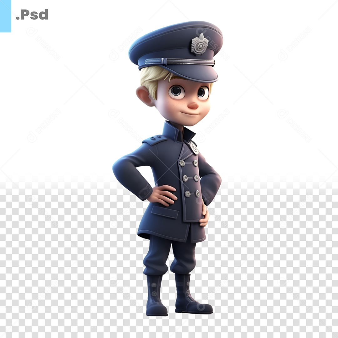 Personagem 3D Policial  Para Composição PSD