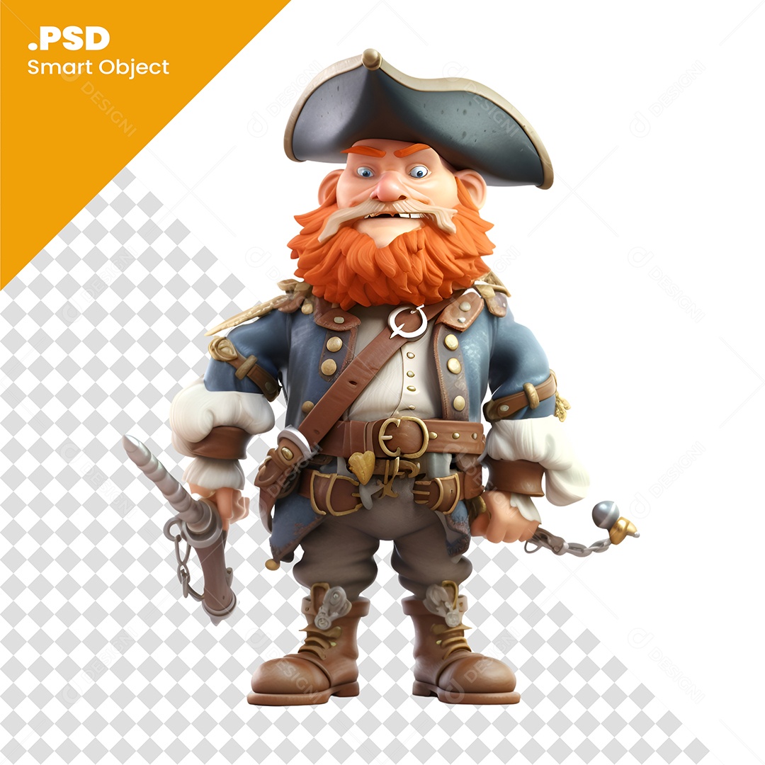 Pirata Ruivo Personagem 3D Para Composição PSD