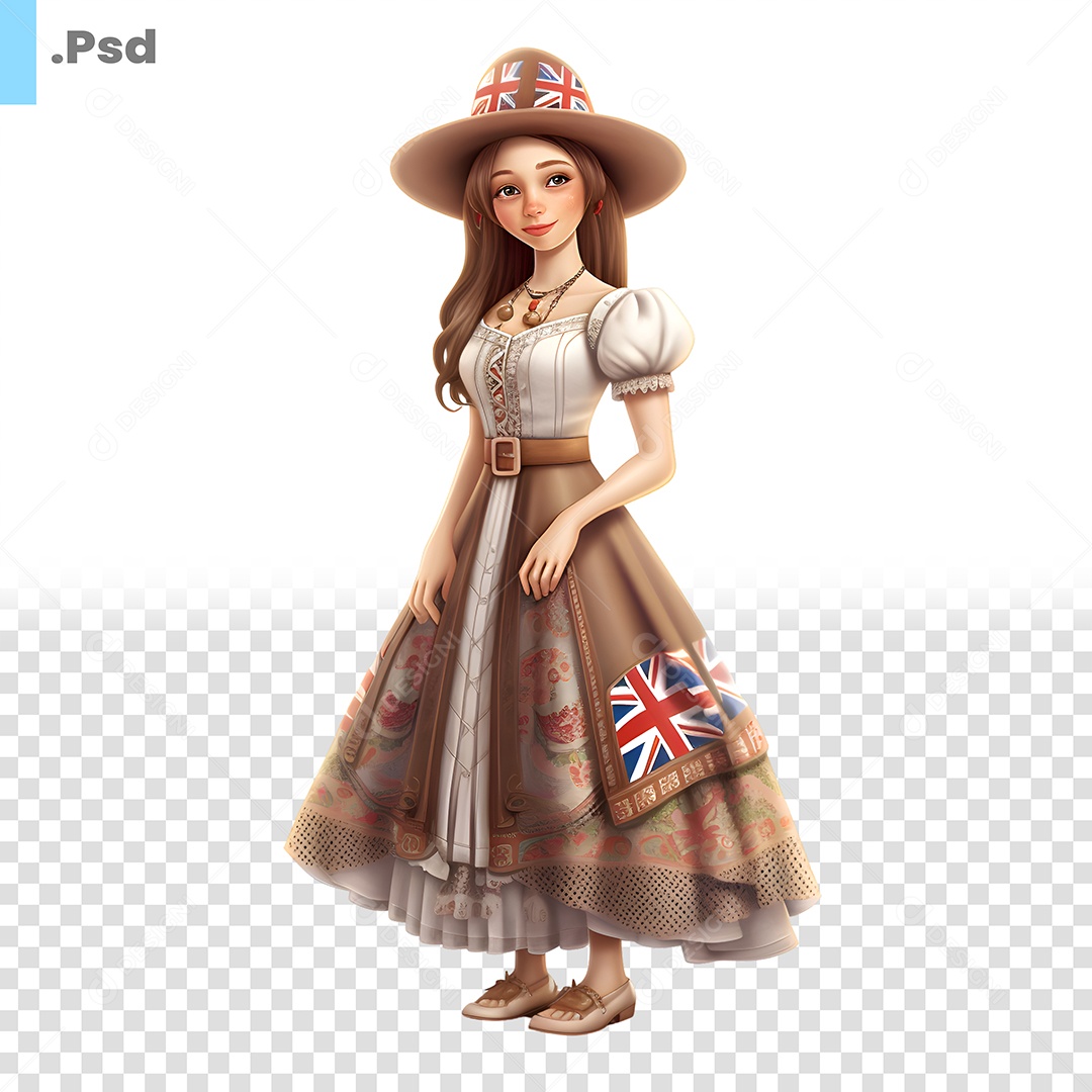 Camponesa Inglesa Personagem 3D Para Composição PSD