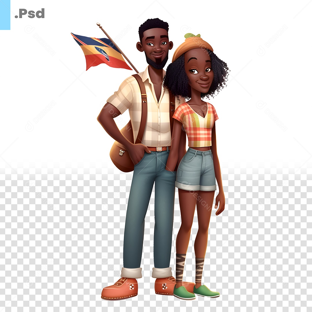 Casal  Personagem 3D Para Composição PSD