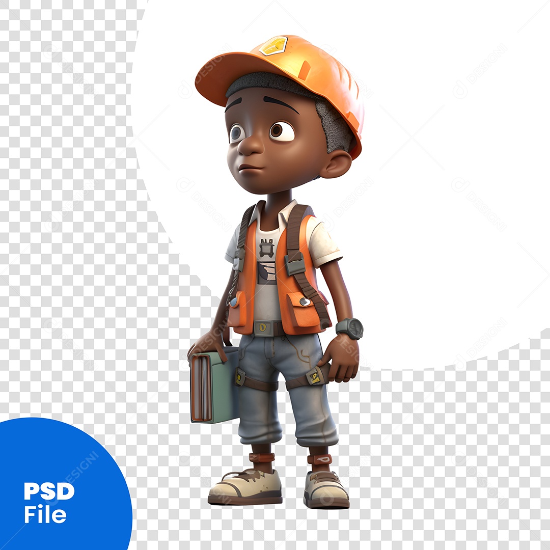 Trabalhador Personagem 3D Para Composição PSD