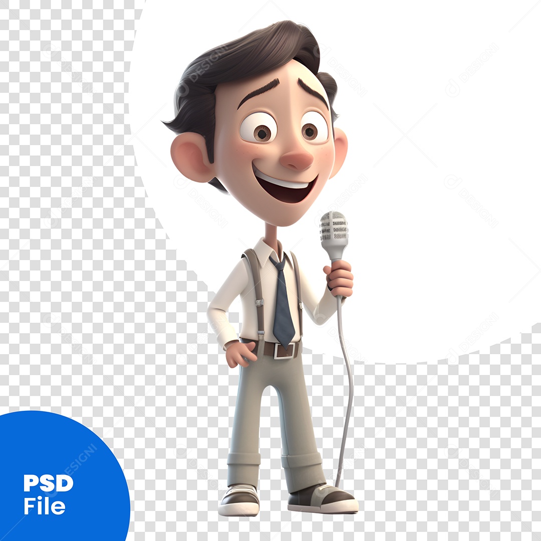 Cantor Personagem 3D Para Composição PSD
