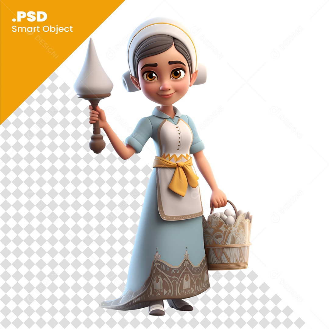 Faxineira Personagem 3D Para Composição PSD