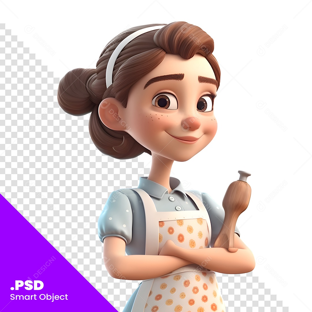 Mulher De Avental  Personagem 3D Para Composição PSD