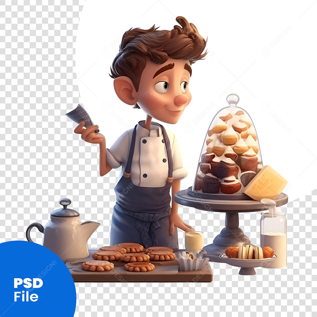 Padeiro Personagem 3D Para Composição PSD