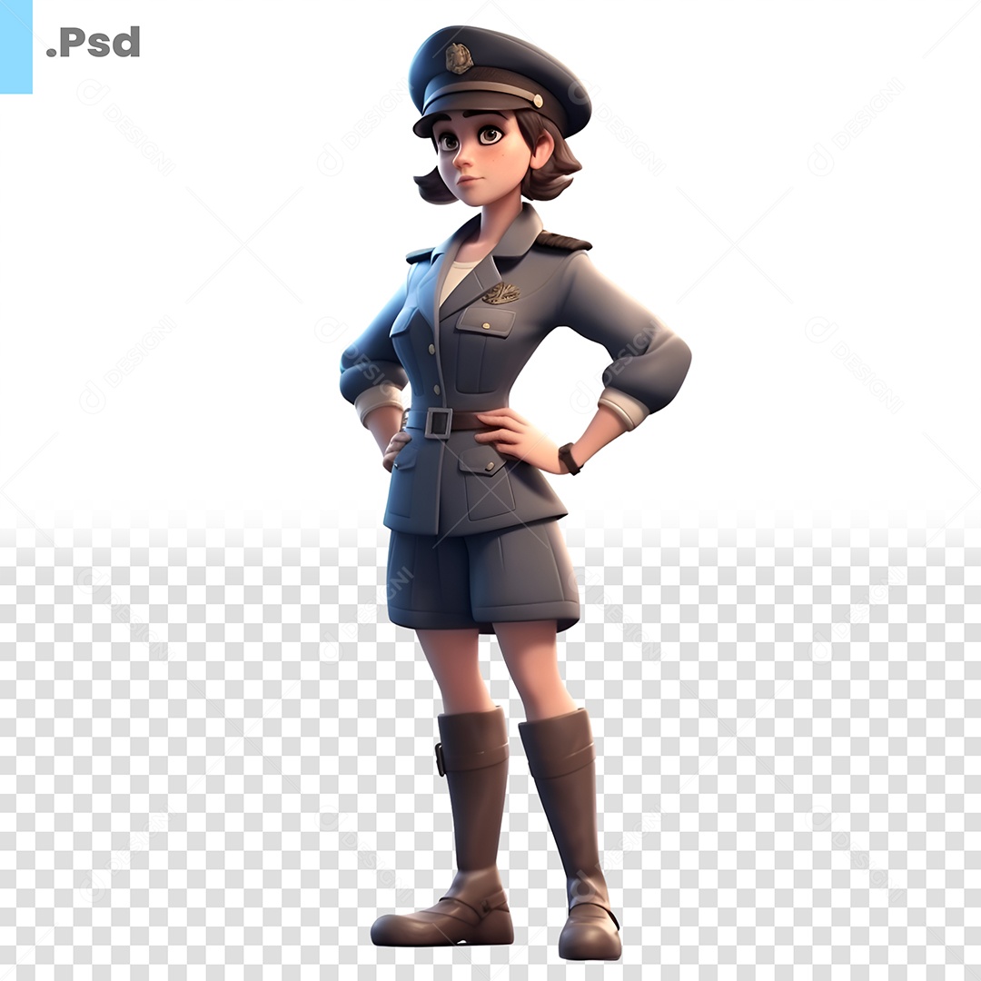 Policial Personagem 3D Para Composição PSD