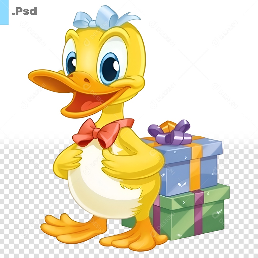 Pato Fazendo Aniversario Personagem Para Composição PSD