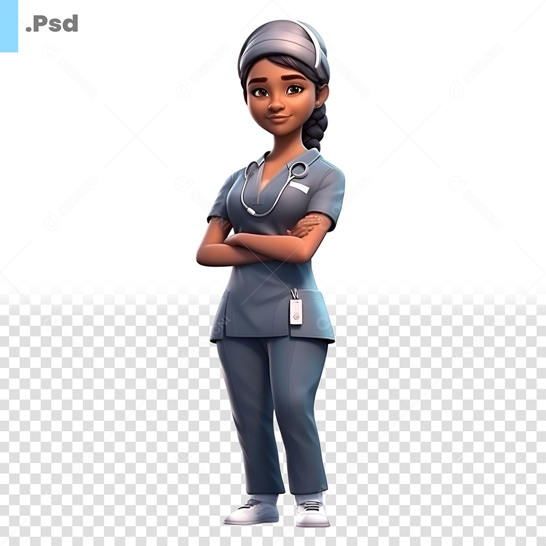 Enfermeira Personagem 3D Para Composição PSD