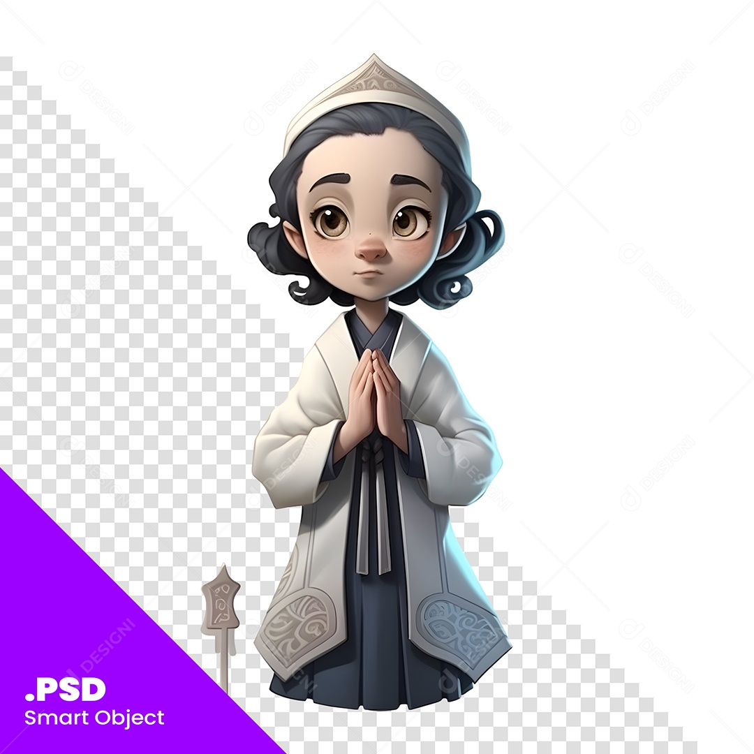 Mulher Orando Personagem 3D Para Composição PSD