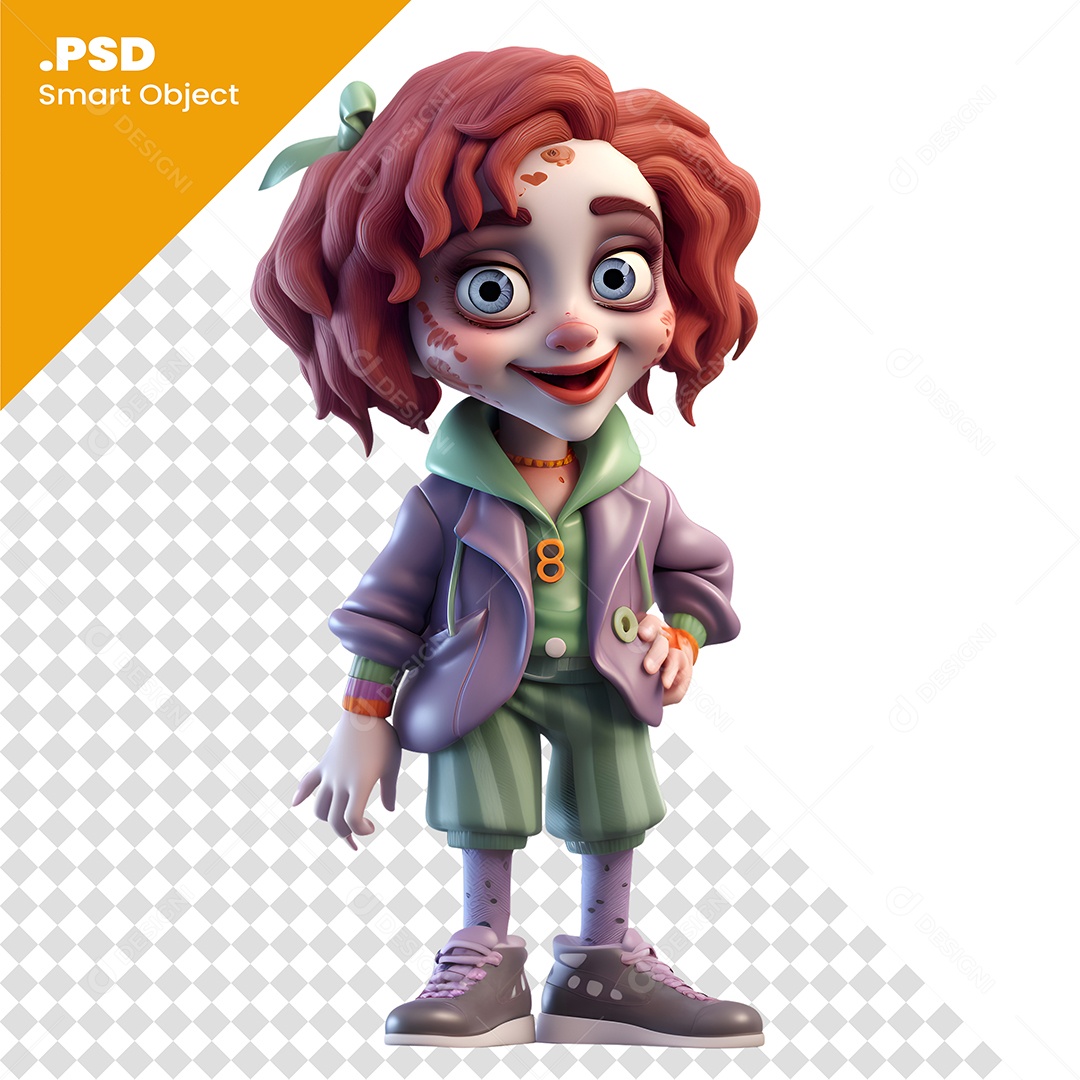 Mulher Filme De Terror Personagem 3D Para Composição PSD