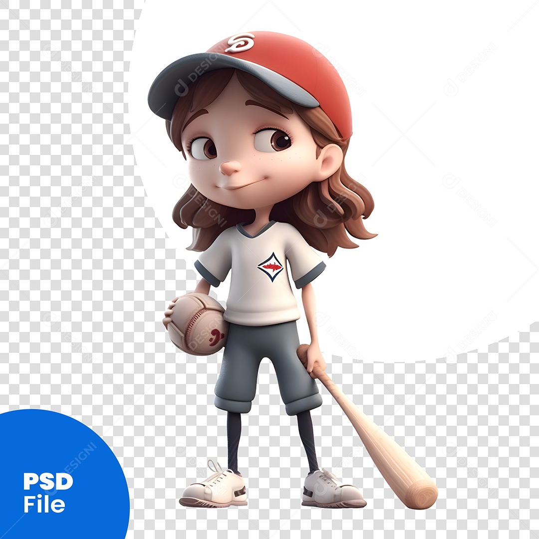 jogadora De Basebol Personagem 3D Para Composição PSD